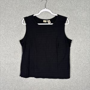 Linden Hill Tank Top Medium Black Textured Knit Stretch Classic‎ Minimal Quiet